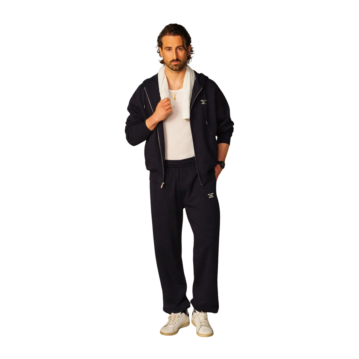 Slogan Zip Sweatshirt Navy