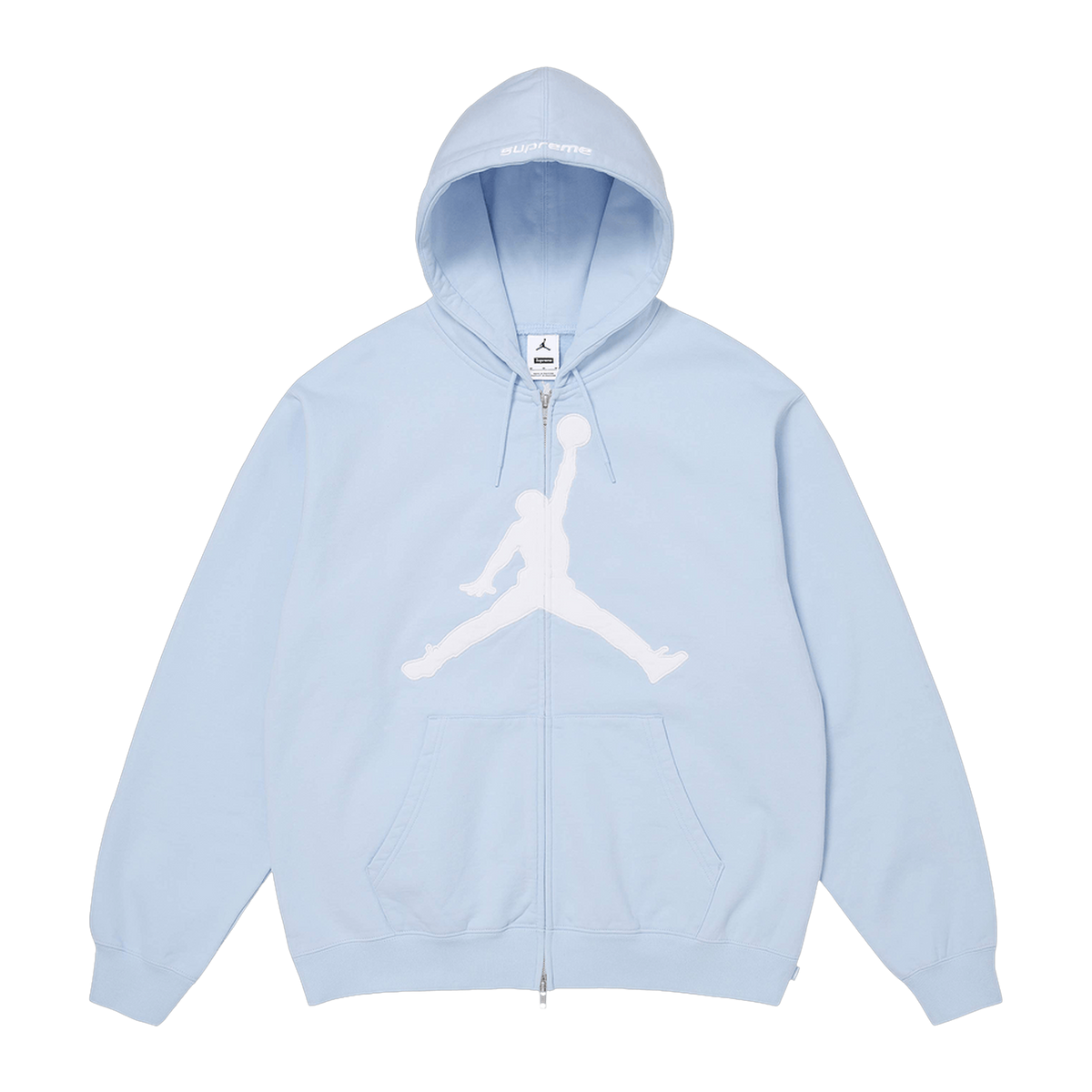 Supreme x Jordan Zip Up Hooded Sweatshirt 'Light Blue'