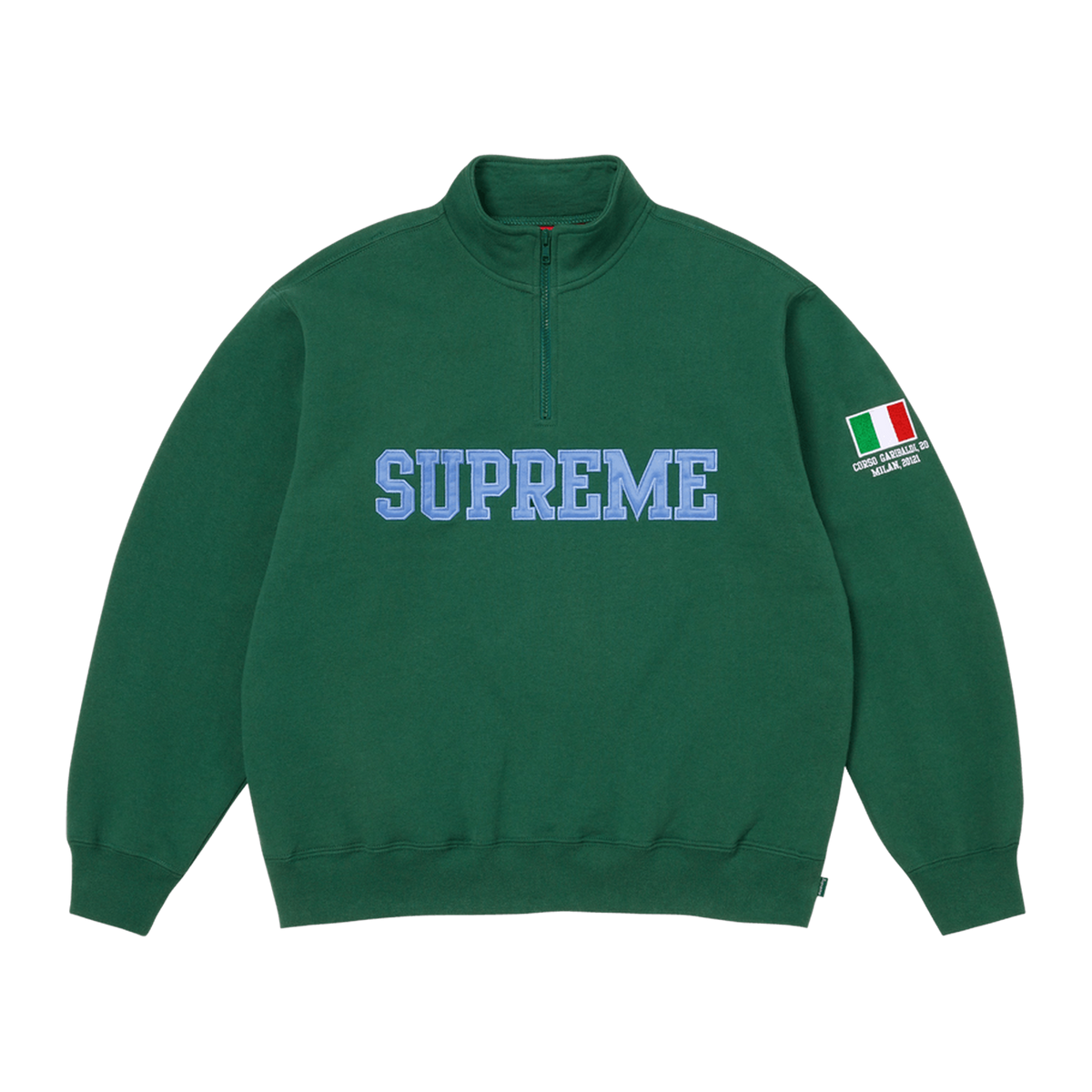 Supreme Shop Flag Half Zip Pullover 'Dark Green Milan'