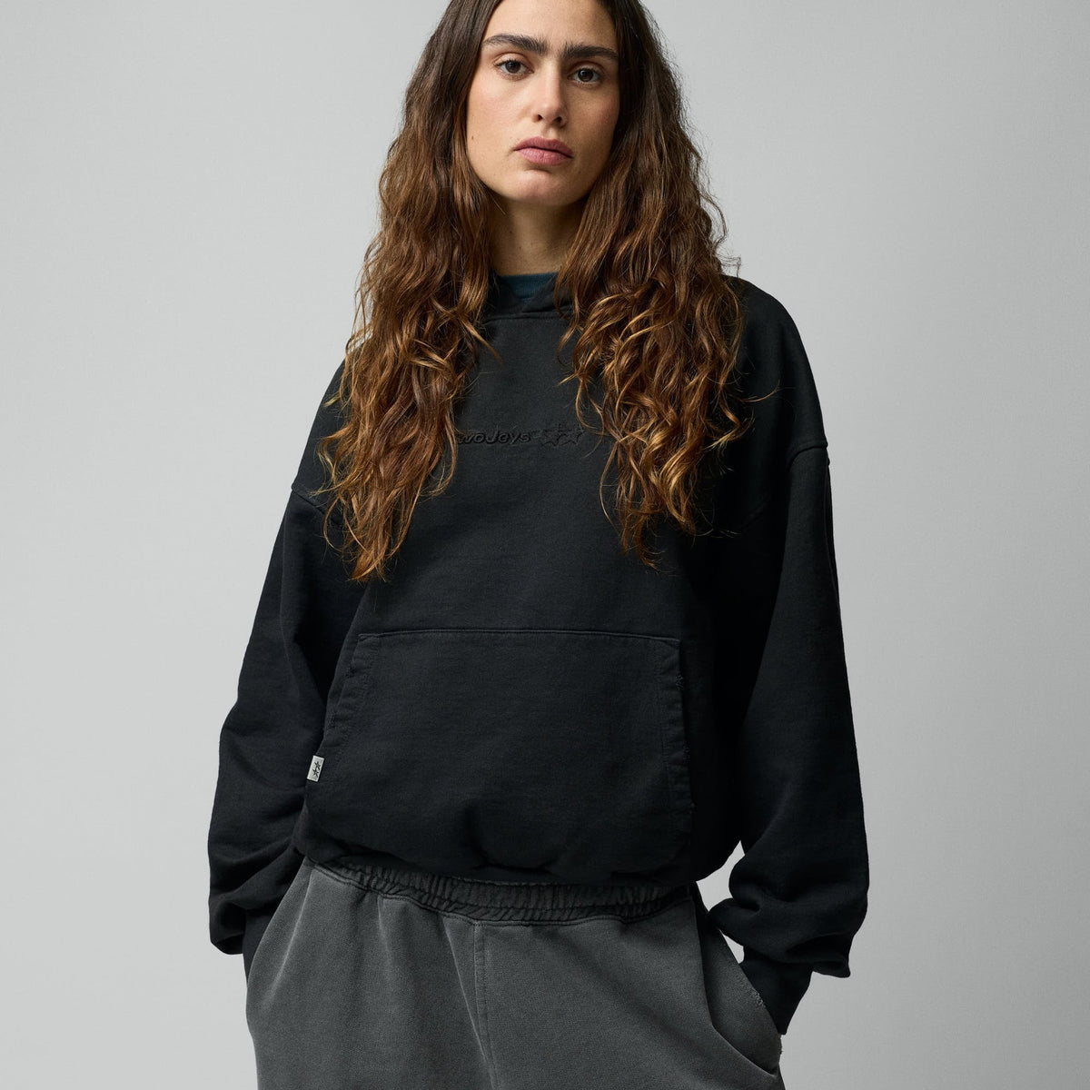 Two Jeys Stone Washed Black Icon Hoodie