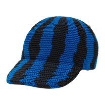 Striped Crochet Cap Blue