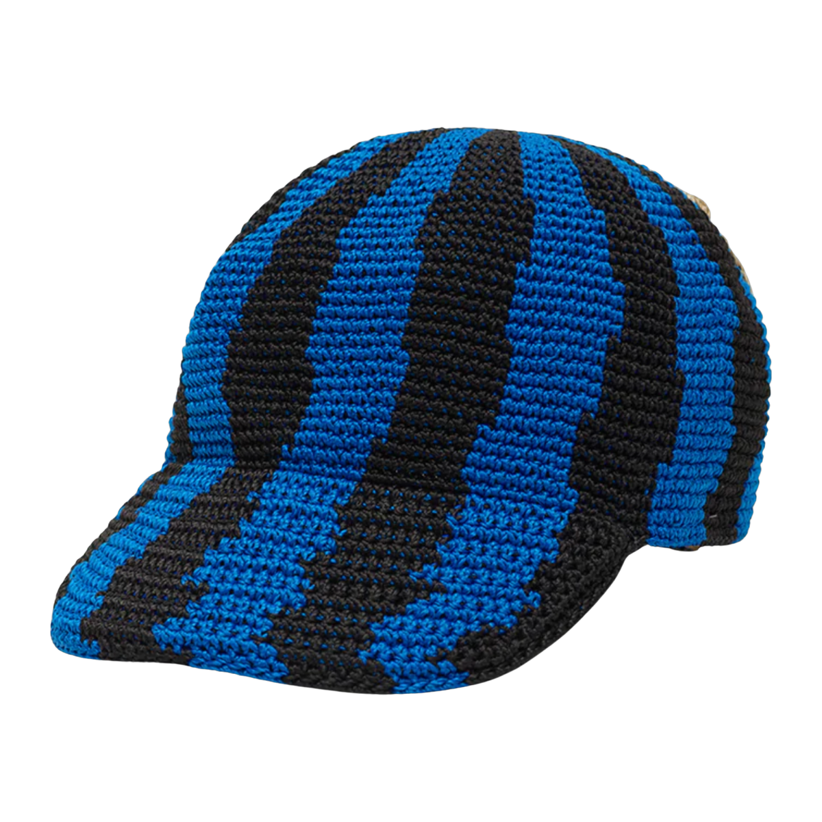 Striped Crochet Cap Blue