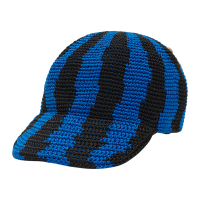 Striped Crochet Cap Blue
