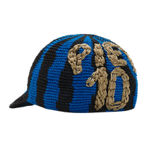 Striped Crochet Cap Blue
