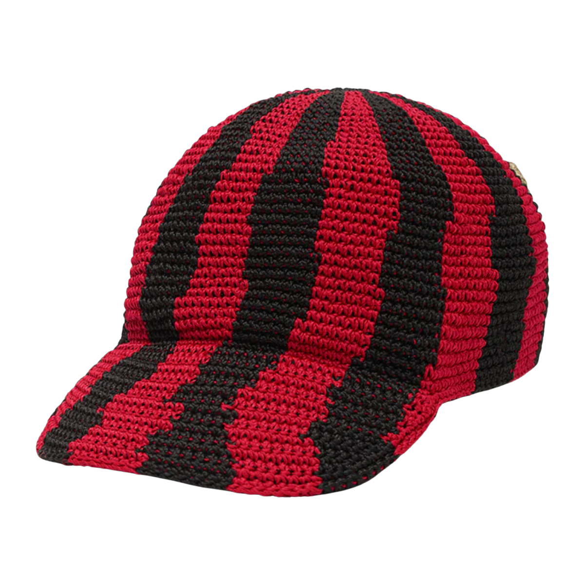 Striped Crochet Cap Red