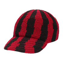 Striped Crochet Cap Red