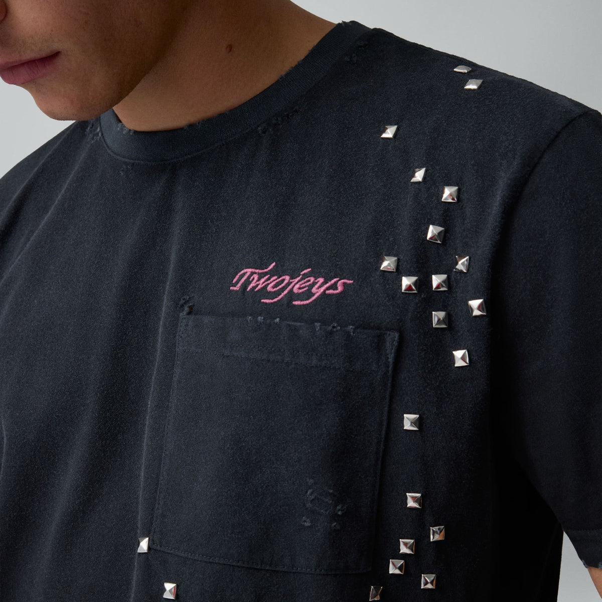 Two Jeys Studded Black Tee