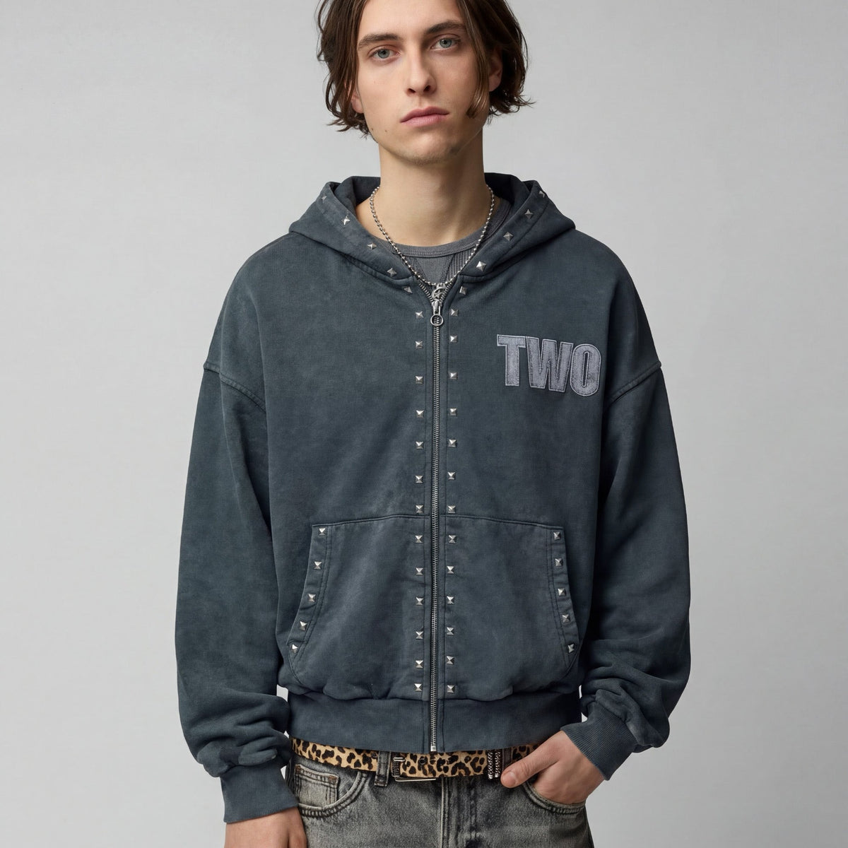 Two Jeys Studded Zipper Black