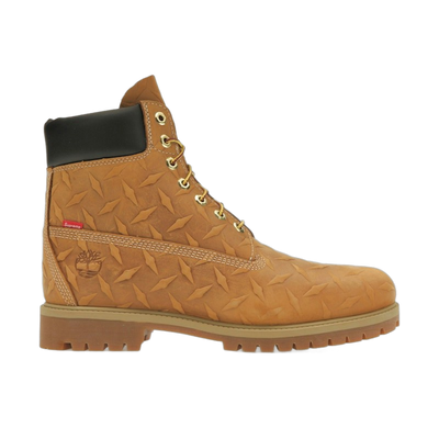 Supreme x Timberland 6 Inch Premium Waterproof Boot Embossed Diamond Plate Wheat