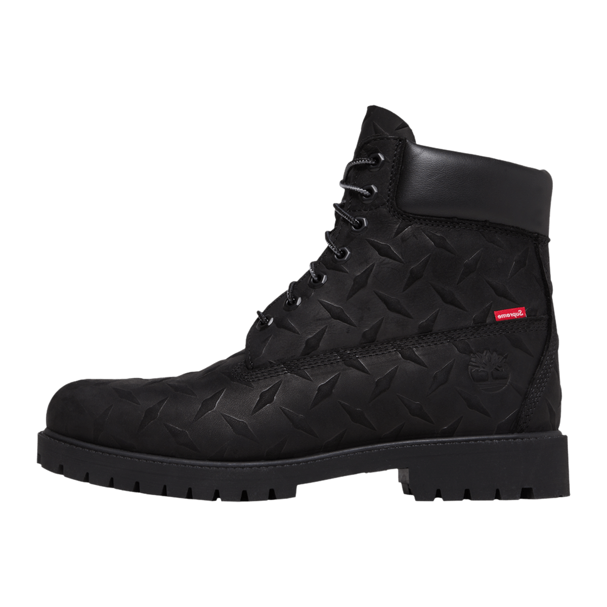 Supreme x Timberland 6 Inch Premium Waterproof Boot Embossed Diamond Plate Black