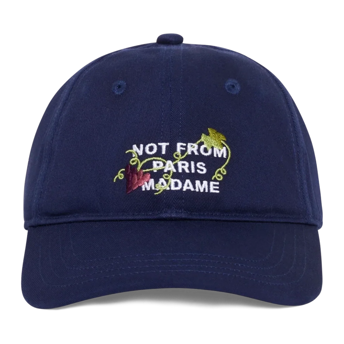 Vine Embroidered Slogan Cap Navy