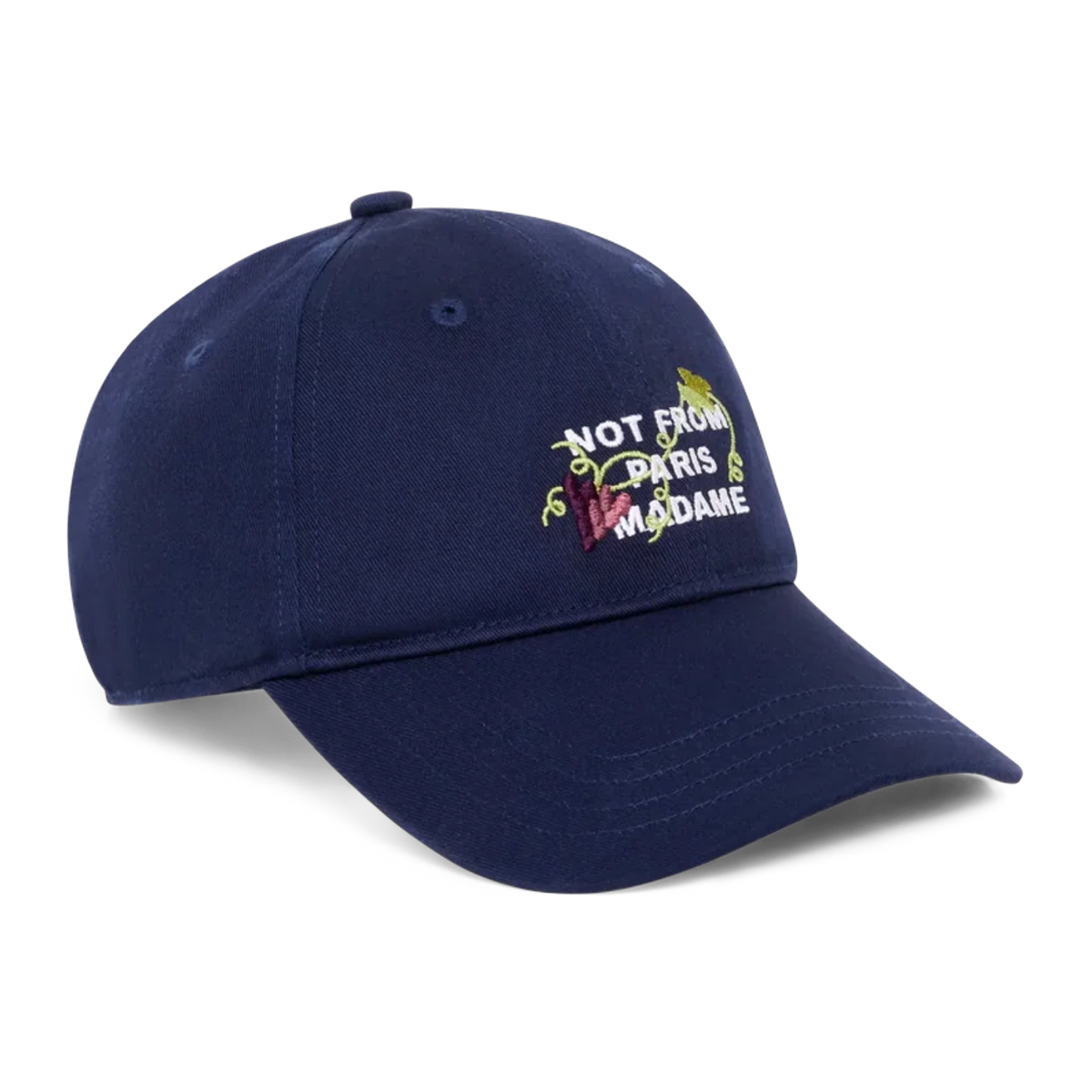 Vine Embroidered Slogan Cap Navy