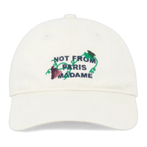 Vine Embroidered Slogan Cap Off White