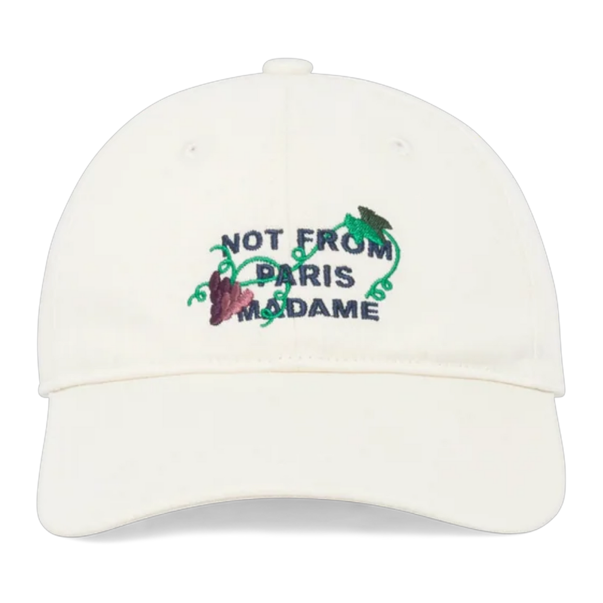 Vine Embroidered Slogan Cap Off White