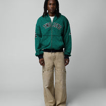 Two Jeys Vintage Varsity Zipper Green Cheetah