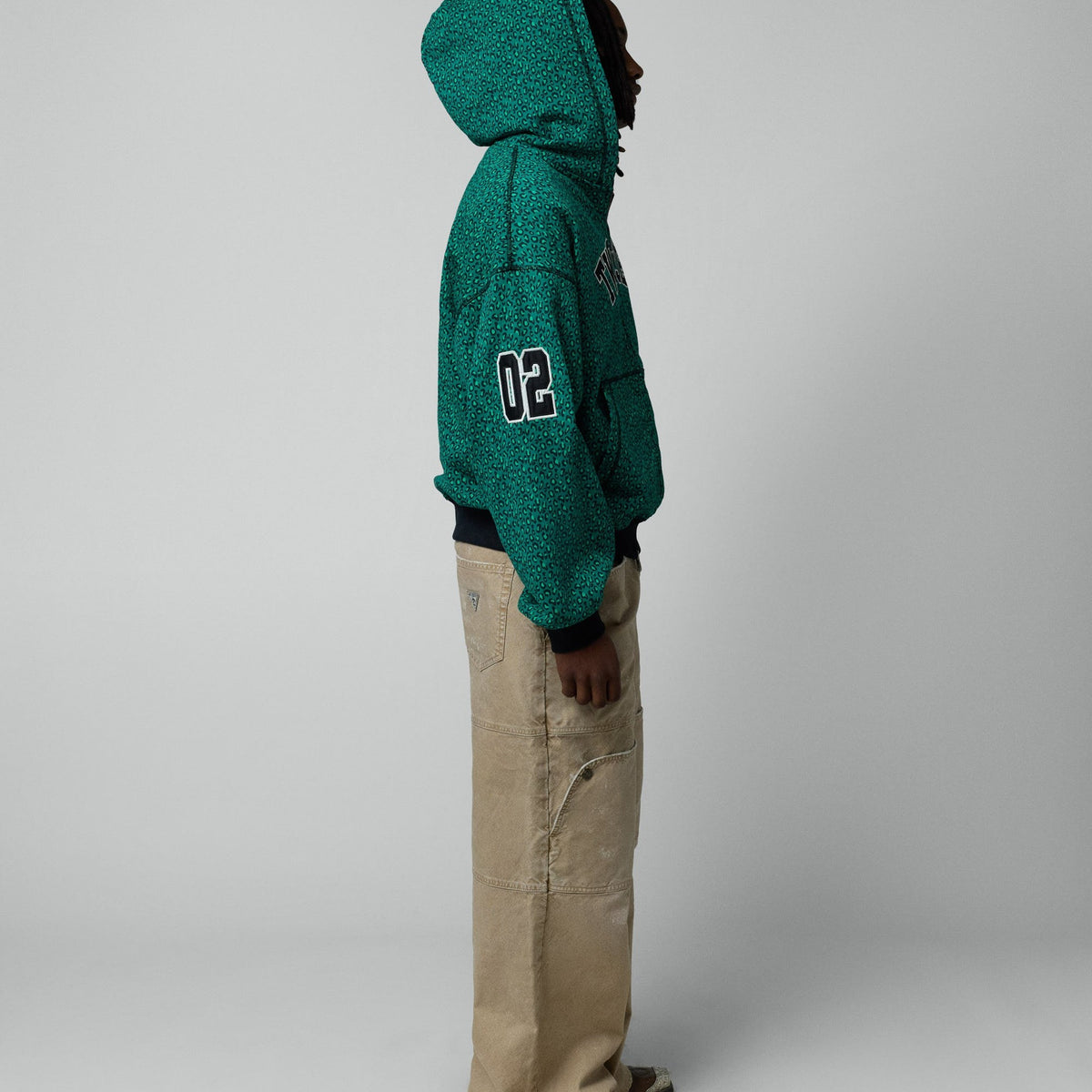 Two Jeys Vintage Varsity Zipper Green Cheetah