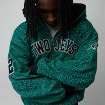 Two Jeys Vintage Varsity Zipper Green Cheetah