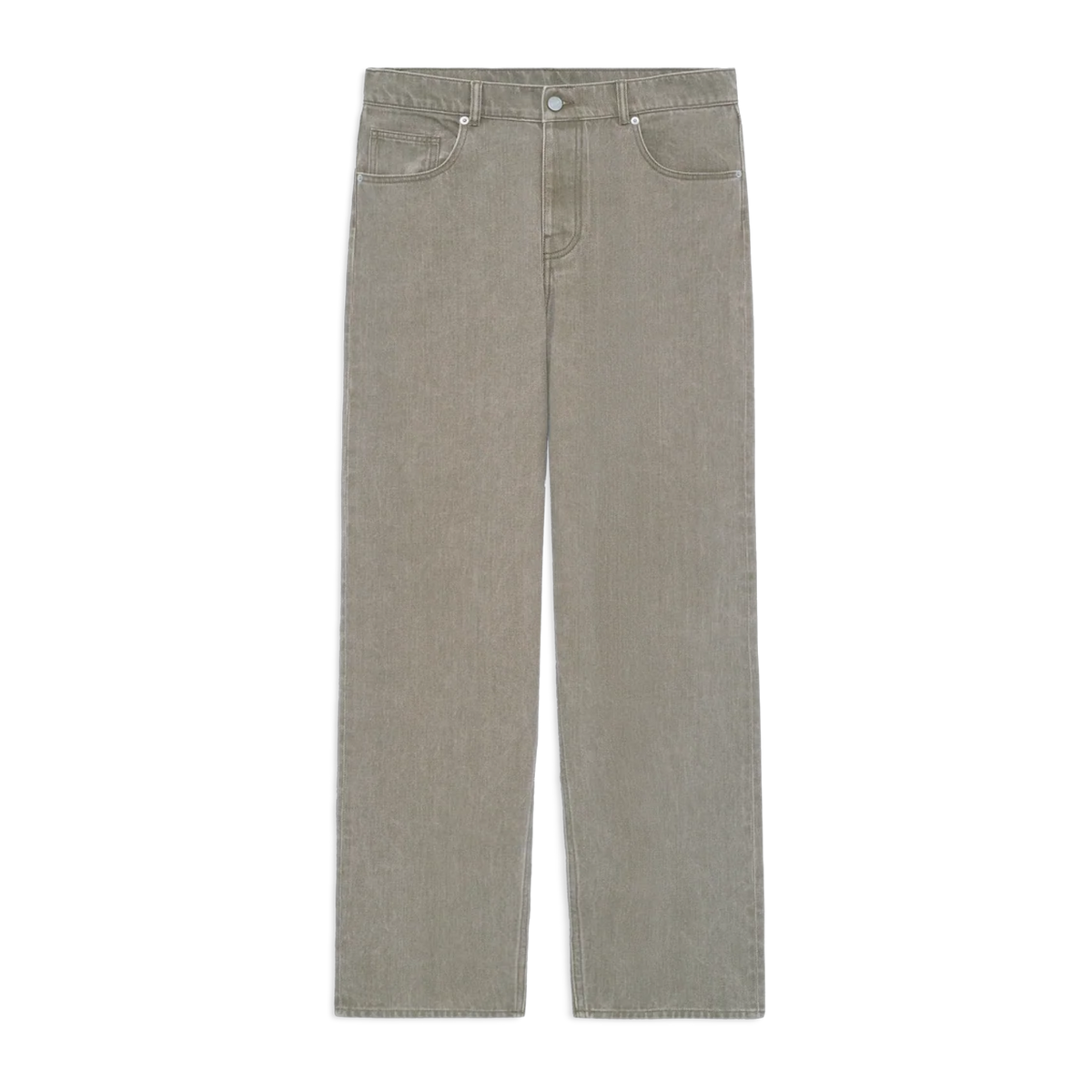 Washed Khaki Straight Jeans
