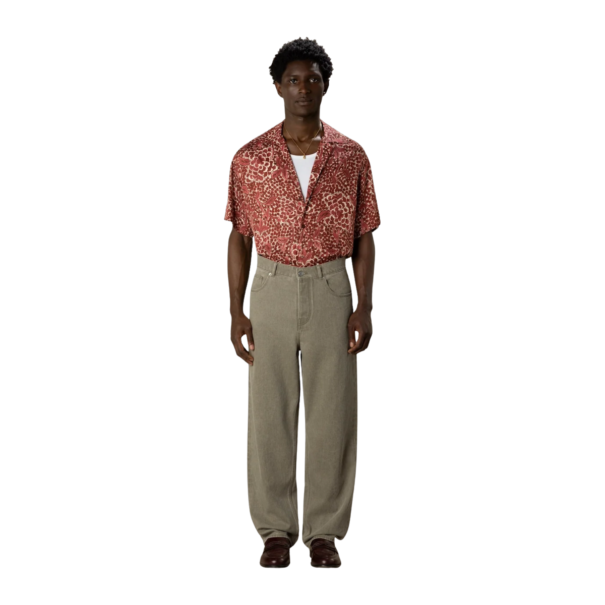 Washed Khaki Straight Jeans