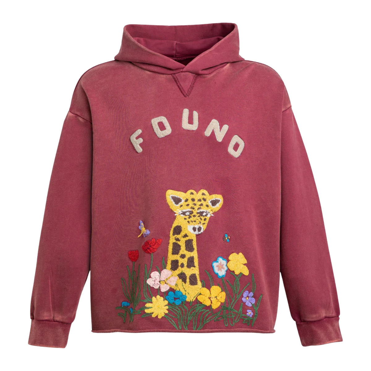 Wildlife Chenile Embroidered Hoodie Washed Berry