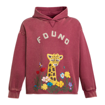 Wildlife Chenile Embroidered Hoodie Washed Berry